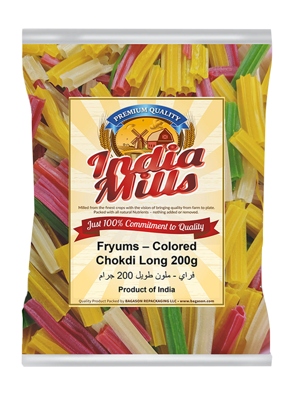 India Mills Fryums Colored Chokdi Long, 200g