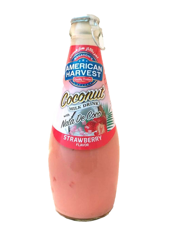 American Harvest Strawberry Flavour Coconut Milk with Nata De Coco, 290 ml