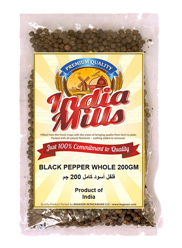 India Mills Black Pepper Whole, 200g