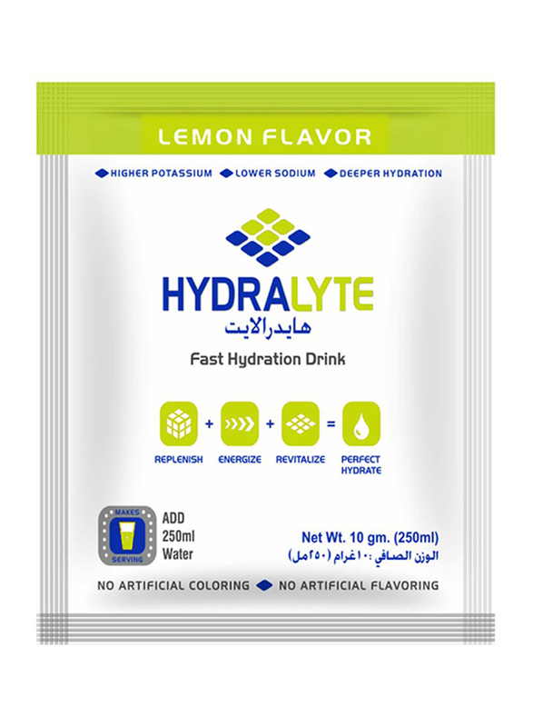 Hydralyte Electrolyte Powder Lemon Flavour, 10 Packets x 10g