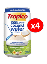 Tropico 100% Pure Coconut Water with Pulp, 4 Cans x 310ml
