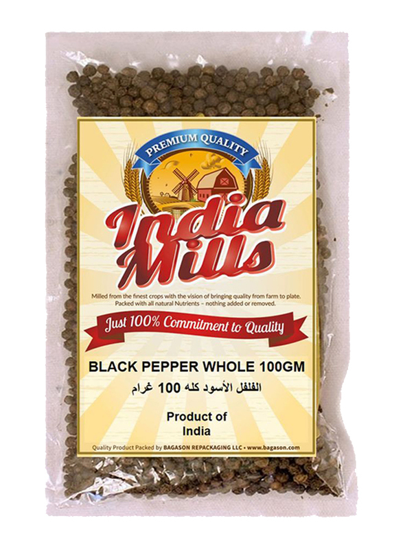 India Mills Black Pepper Whole, 100g