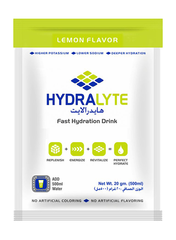 Hydralyte Electrolyte Powder Lemon Flavour, 20 Packets x 20g