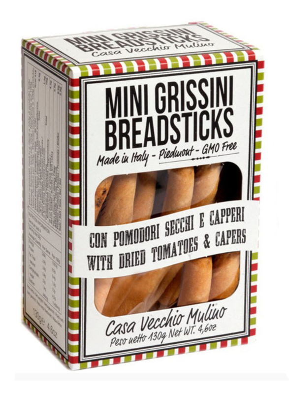 Casa Vecchio Mulino Italian Mini Breadsticks with Dried Tomatoes and Capers, 130g