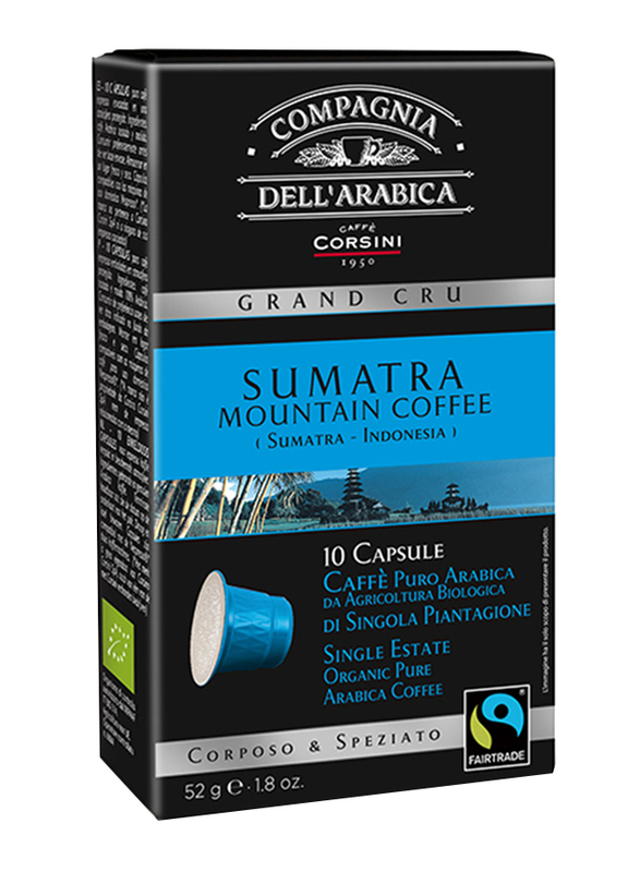 

Corsini Sumatra Mountain Pur Arabica Single Origin Ground Coffee Capsules, 10 Capsules, 52g