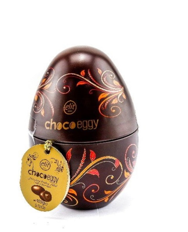 ELIT 1924 Choco Eggy Hazelnut Pralin Filled Milk Chocolate in Brown Egg Tin Box, 100gm