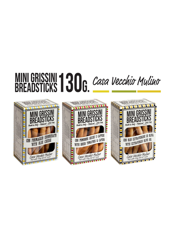 Casa Vecchio Mulino Italian Mini Breadsticks with Dried Tomatoes and Capers, 130g