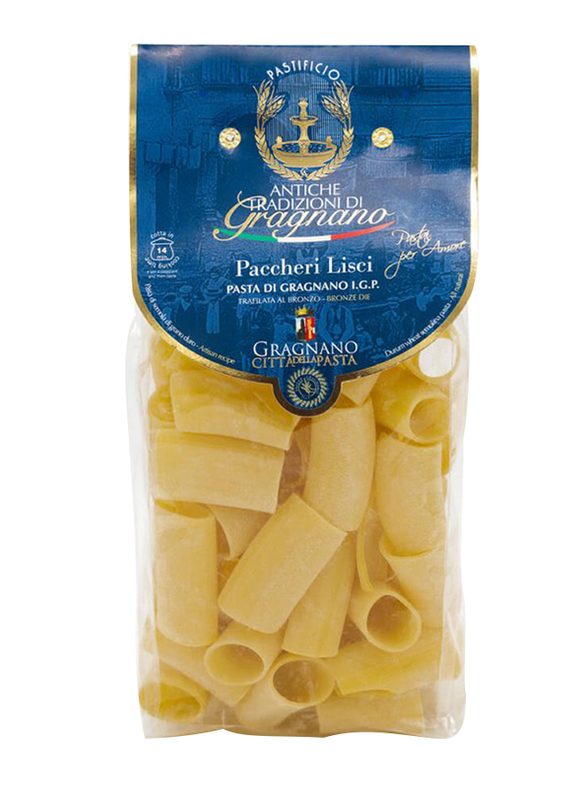 Antiche Tradizioni di Gragnano Durum Wheat Semolina Bronze Die Paccheri Lisci Pasta, 500g