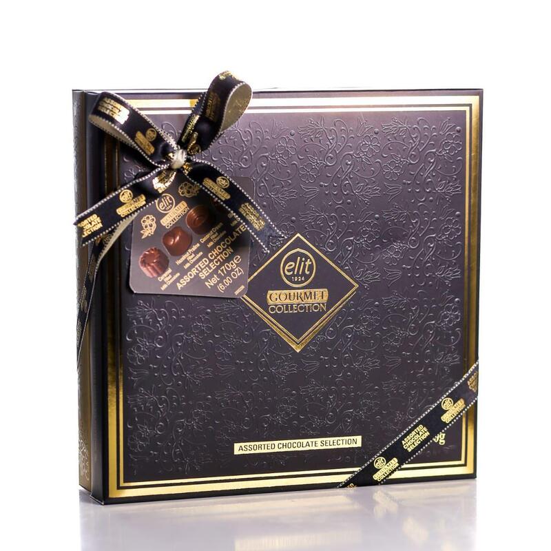 ELIT 1924 Gourmet Collection Assorted Chocolate Pralines in Black Box with bag, 170gm