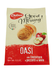 Delser 1891 Oasi Italian Biscuit Cookies Filled with Apple Jam and Pieces, 270g