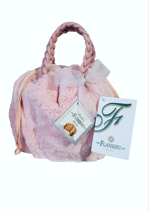 

Flamigni - Traditional Panettone Sweet Bread Sugar Iced Italian Quality Luxury in Beautiful Fur Hand Bag Pink - 750gr