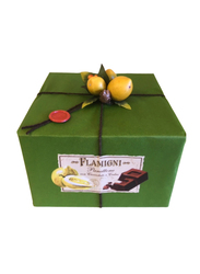Flamigni Italian Gourmet Panettone with Dark Chocolate Drops and Candied Fruit Lime Hand Wrapped, 1 Kg