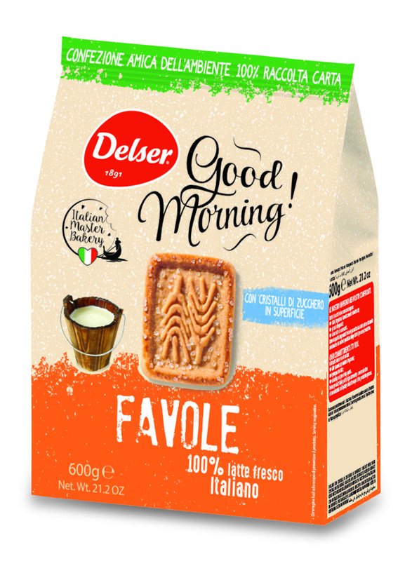 Delser 1891 Favole Frollini Italian Milk Biscuits with Sugar Crystals, 600g