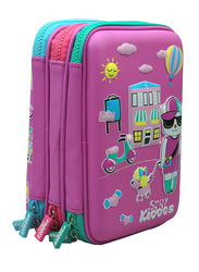 Smily Kiddos Hardtop Triple Up Pencil Case for Kids, Purple