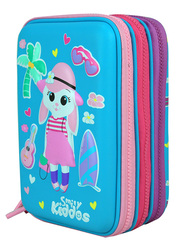 Smily Kiddos Hardtop Triple Up Pencil Case for Kids, Light Blue