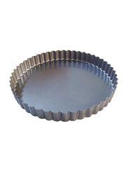 De Buyer 28cm Non-Stick Round Fluted Tart Mould Cake Pan, 435gm, 4705.28, Silver