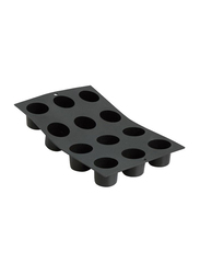 De Buyer 27.5cm Moul'Flex Silicone 12 Dariole Moulds Baking Tray, 27.5x17.5 cm, Black