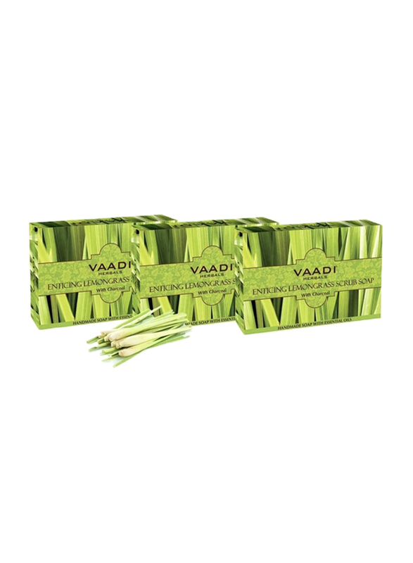 

Vaadi Herbals Enticing Organic Lemongrass Soap, with Charcoal for Exfoliates & Polishes Skin, 75gm, 3 Pieces