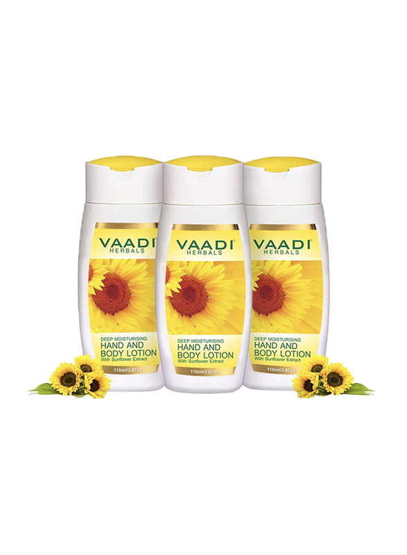 

Vaadi Herbals Organic Hand & Body Lotion, with Sunflower Extract, 110ml, 3 Pieces