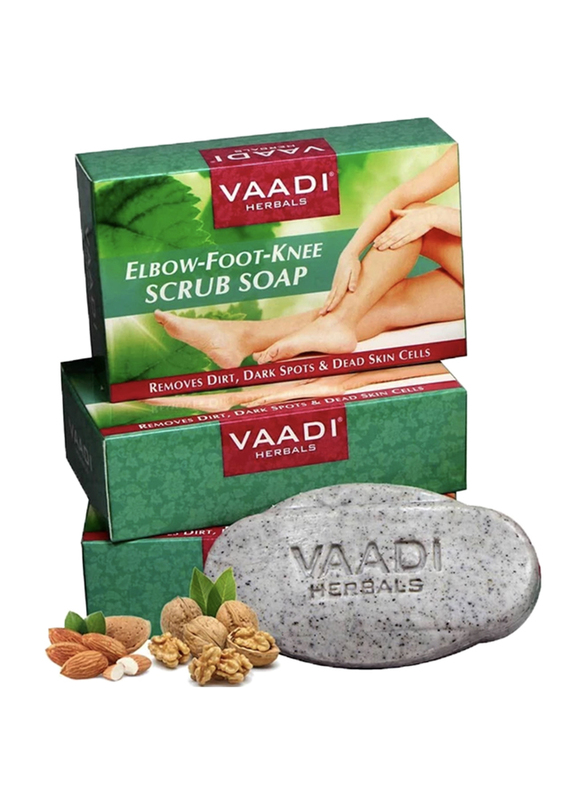 

Vaadi Herbals Organic Elbow Foot Knee Scrub Soap, with Almond and Walnut for Removes Dead Skin, 75gm, 3 Pieces
