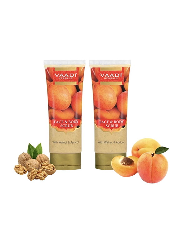 

Vaadi Herbals Face & Body Organic Scrub, with Walnut & Apricot, 110gm, 2 Pieces