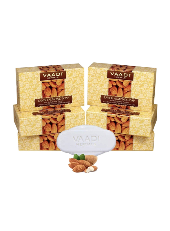 

Vaadi Herbals Rehydrating Organic Lavish Almond Soap, with Honey/Aloe Vera Extract, 75gm, 6 Pieces