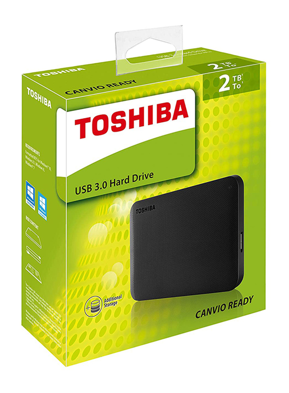 Toshiba 2TB HDD 2.5" Canvio Ready External Portable Hard Drive, USB 3.0, HDTP220EK3CA, Black
