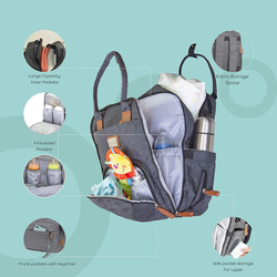 Moon Kary Me Backpack Diaper Bag with Changing Pad, Dark Grey
