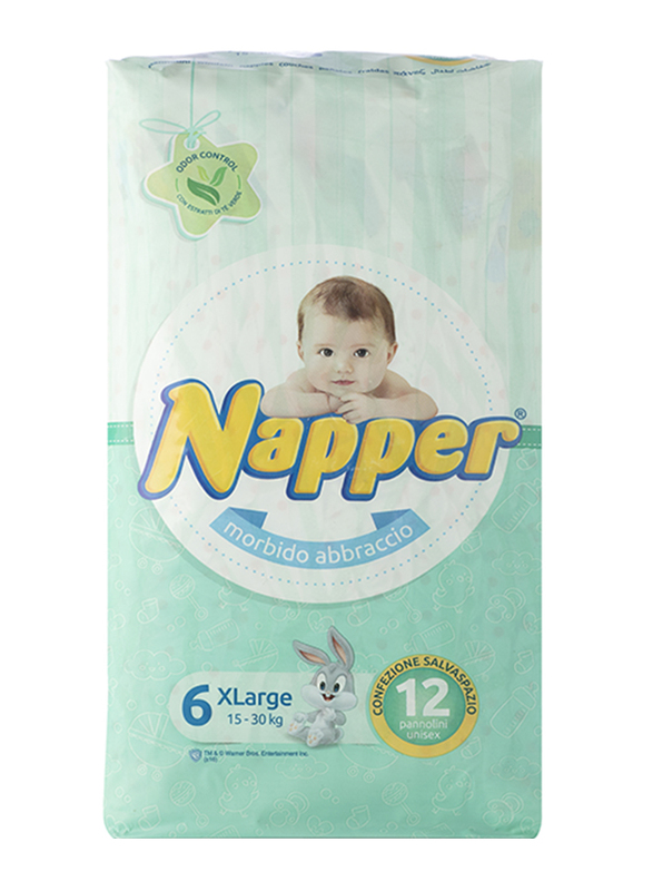Napper Morbido Abbraccio Soft Hug Parmon Diapers, Size 6, Extra Large, 15-30 kg, 12 Count