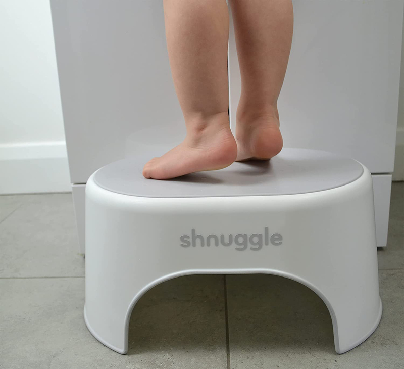 Shnuggle Lightweight Toddler/Kids Step Stool with Non Slip Pad and Extra Grip, White