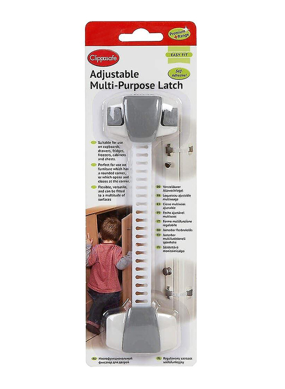 

Clippasafe Adjustable Multi-Purpose Latch, White/Grey