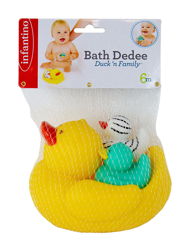 Infantino 3-Pieces Bath Duck N Family Bath Toy Set for Kids, Yellow/Green