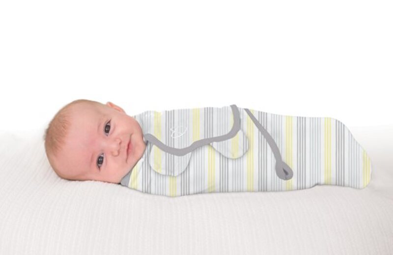 Summer Infant 3-Piece SwaddleMe Stripe Cotton Original Swaddle Set, 0-3 Months, Grey/Yellow/White