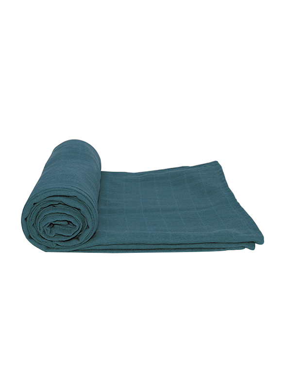 Tommy Lise Muslin Baby Swaddle, 120 x 120cm, 0-3 Months, Foggy Blue