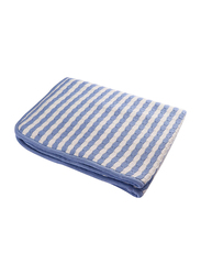 Moon Knitted and Fur Cotton Baby Blanket, Large, 70 x 102cm, Blue