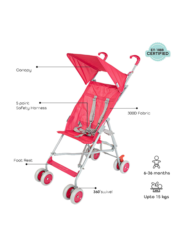 Moon Jet Buggy Single Baby Stroller, 6 Months +, Red
