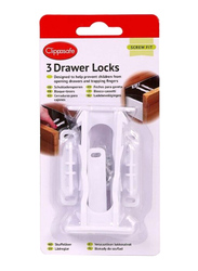 Clippasafe Drawer Locks, 3 Pieces, White