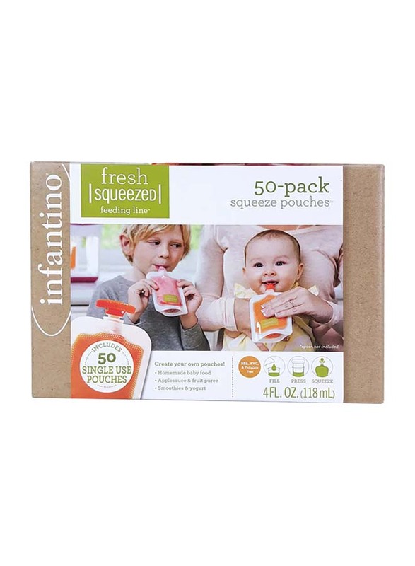 Infantino Squeeze Pouch, 120ml, 50 Pieces, Clear