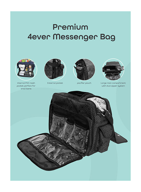 Moon 4Ever Pattern Multifunction Messenger Diaper Bag, Black