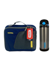 Thermos Radiance Lunch Kit + Funtainer Stainless Steel Hydration Bottle 470ml Combo Set, Navy Blue/Yellow