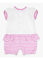 Moon 100% Cotton Stripes Romper for Baby Girls, 0-3 Months, Pink/White