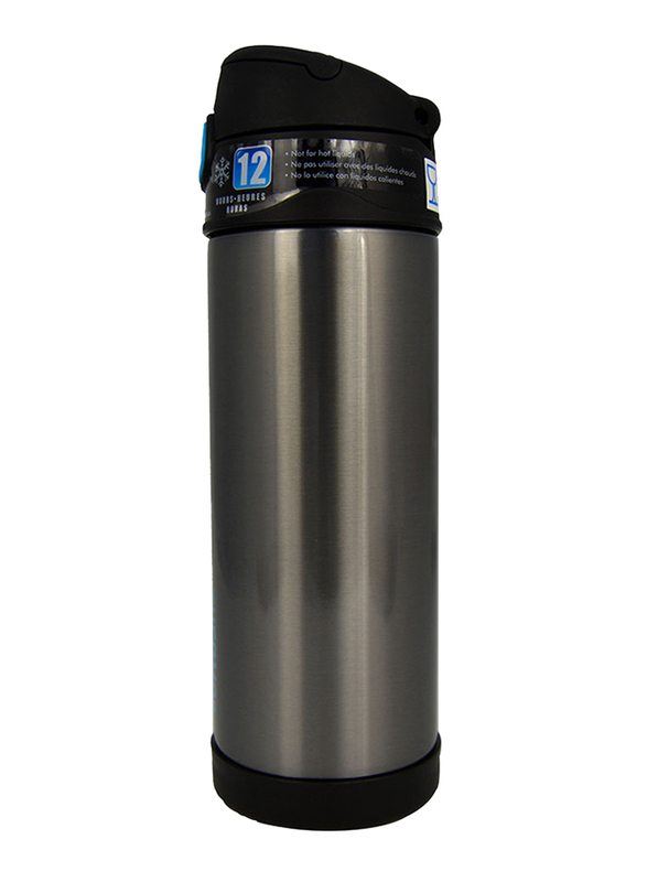 Thermos Funtainer Stainless Steel Hydration Bottle, 470ml, Silver/Black