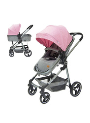 Moon Pro 2 in 1 Stroller with Aluminum Frame + 100% Cotton Cellular Baby Blanket, Orange/Pink