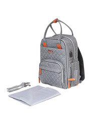 Moon Nutra Waterproof Backpack Diaper Bag with Multiple Pockets & Changing Pad, Grey Melange