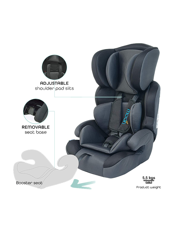Moon Tolo Comfortable Toddler/Child Car Seat, Black/Grey