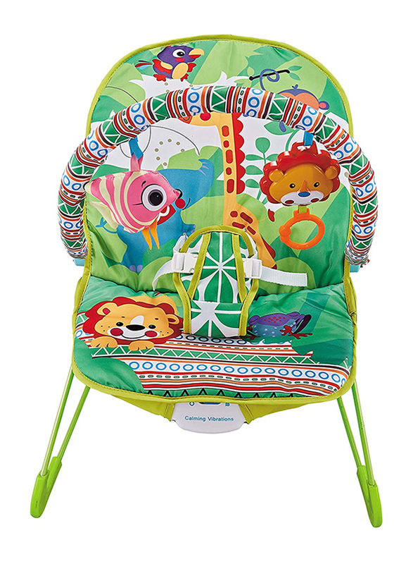 Moon Hop-Hop Portable Soothing Seat Baby Bouncer with Vibration, 3 Months +, Green