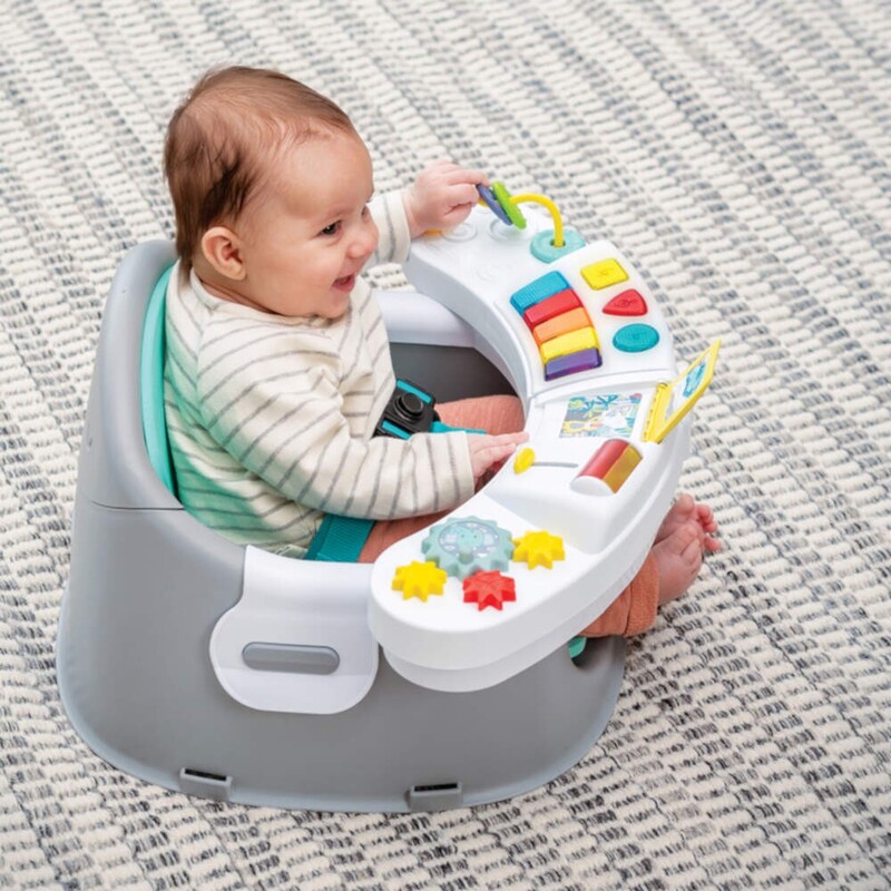 Infantino 3-in-1 Discovery Seat & Booster with Music and Lights, Blue/Grey/White