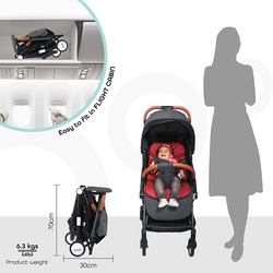 Moon Ritzi Cabin Single Baby Stroller, 3 Months +, Black/Red
