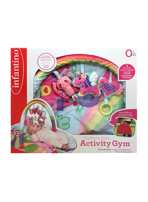 Infantino Explore & Store Activity Gym, Sparkle, Pink/Green/Blue
