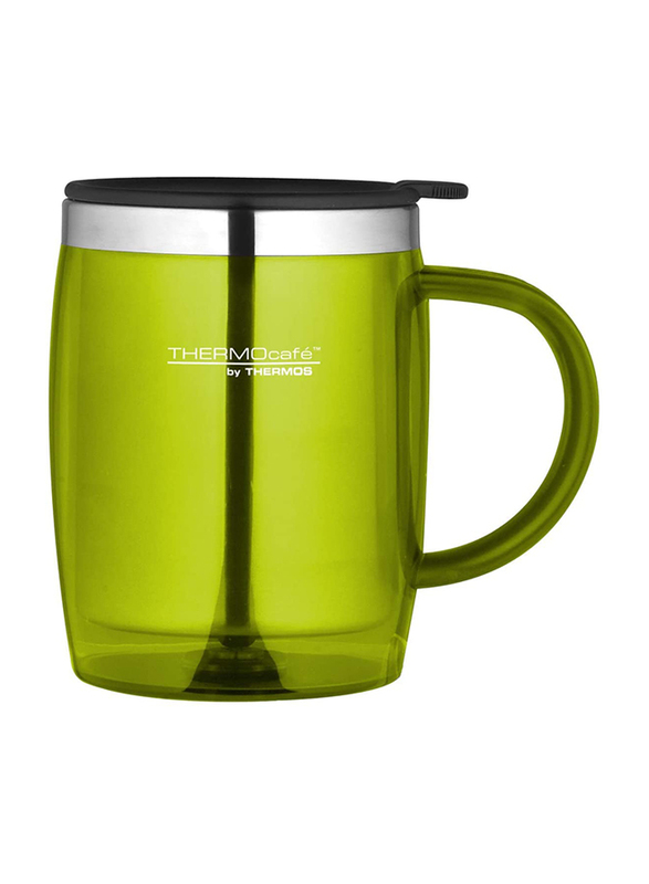 Thermos 350ml Stainless Steel with Plastic Cover Desktop Mug, Lime Green